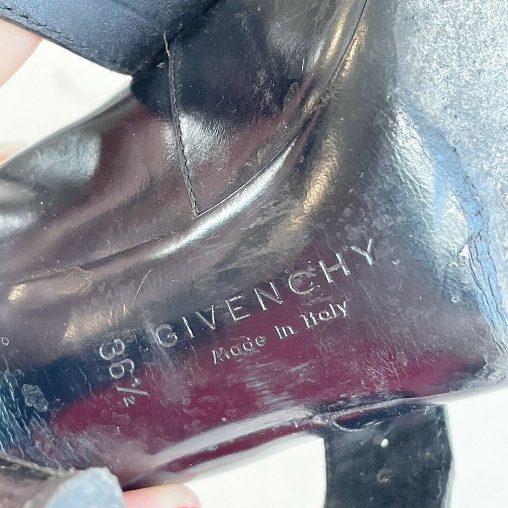 Givenchy Womens Buckle Lace Up Ankle‎ Bootie Heels Black Sz 36.5 Leather Pointed - Picture 8 of 9